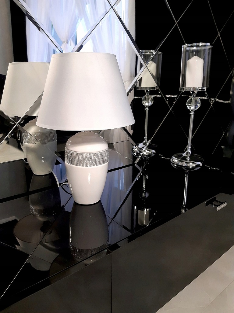 Biala-lampka-stolowa-nocna-z-krysztalkami-glamour-EAN-GTIN-5900291118864