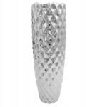 WAZON-NA-KWIATY-SREBRNY-DUZY-FLAKON-CERAMICZNY-DEKORACYJNY-NOWOCZESNY-44cm