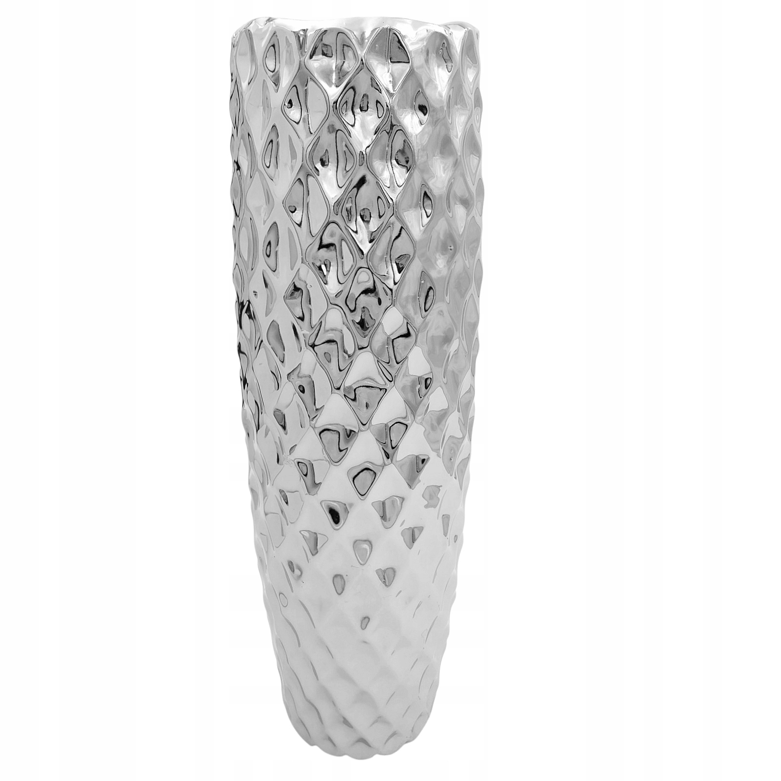 WAZON-NA-KWIATY-SREBRNY-DUZY-FLAKON-CERAMICZNY-DEKORACYJNY-NOWOCZESNY-44cm