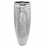 WAZON-NA-KWIATY-SREBRNY-DUZY-FLAKON-CERAMICZNY-DEKORACYJNY-NOWOCZESNY-45cm-EAN-GTIN-5900291756455