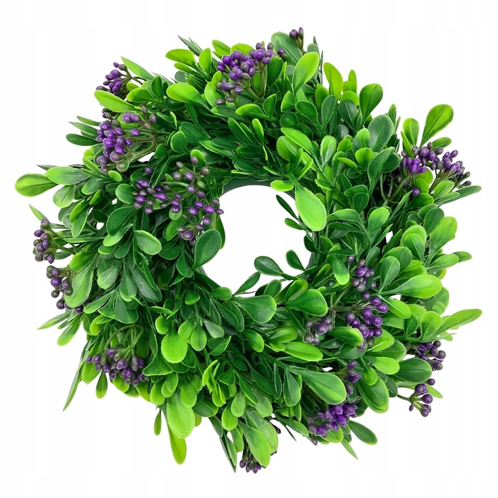 WIANEK-NA-DRZWI-JESIENNY-BUKSZPANOWY-STROIK-WIENIEC-NA-GROB-CMENTARZ-25cm-Kod-producenta-wieniec-na-drzwi-wianek-na-znicz-fiolet-25-cm
