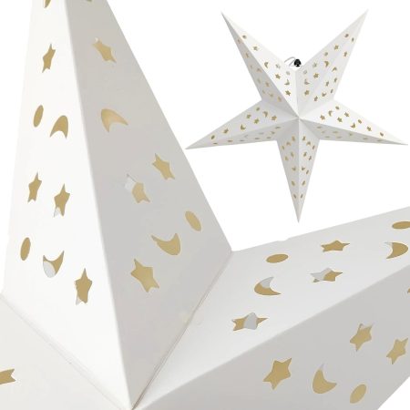 Gwiazda Papierowa Wisząca 55 cm Biała Ażurowa Ozdoba Świąteczna na Okno
