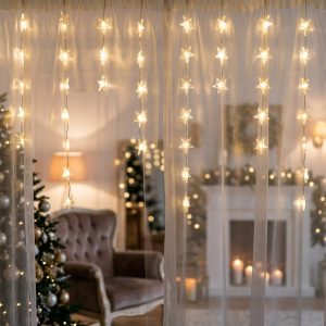 Kurtyna świetlna lampki LED gwiazdy 3 m girlanda okienna
