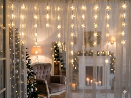 Kurtyna świetlna lampki LED gwiazdy 3 m girlanda okienna