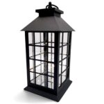 Czarna latarenka dekoracyjna 30cm z lusterkiem Lampion LED