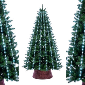 Lampki choinkowe 216 LED zewnętrzne  z pierścieniem 180cm zimny biały