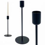 Świecznik Metalowy Czarny Mat Loft Nowoczesny 18cm lichtarz stożkowy